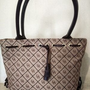 Dooney & Bourke Tulip Tan and Brown Tassel Tote